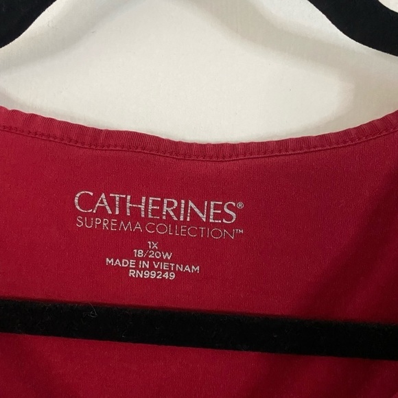 Catherines Suprema Collection Red Top Women's Size 1X (18-20W) Sheer Panels - Picture 2 of 5